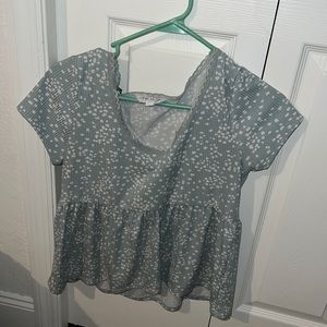 teal flower shirt